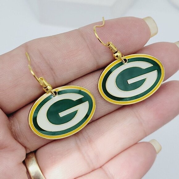 Team NFL Green Bay Packers Logo Drop Dangle Earrings 2011 Football Fan Accessory - Picture 2 of 6